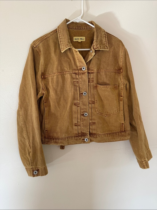 Alex Mill Jackets & Blazers - Alex Mill Trucker Jacket Large Caramel Brown Cropped Denim Jacket
